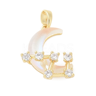Brass Micro Pave Cubic Zirconia Pendants KK-S507-08A-G-1