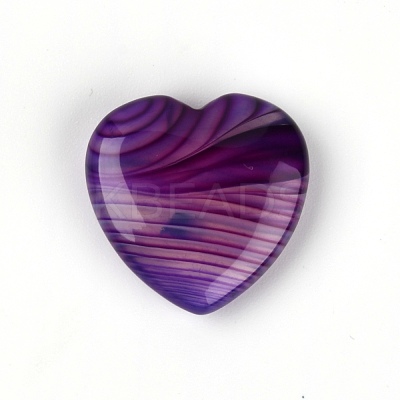 Dyed Natural Striped Agate Heart Palm Stone G-WH0008-12-1