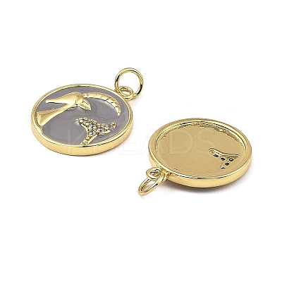 Brass with Enamel Cubic Zirconia Pendants KK-K346-01G-1