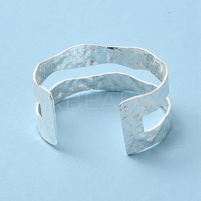 Rack Plating Brass Open Cuff Bangle for Women BJEW-A137-01S-1