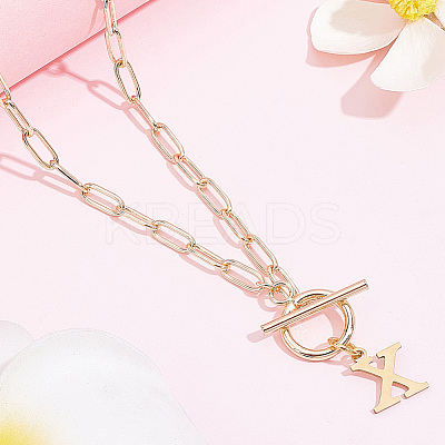 304 Stainless Steel Letter Pendant Necklaces NJEW-LP0001-52X-G-1