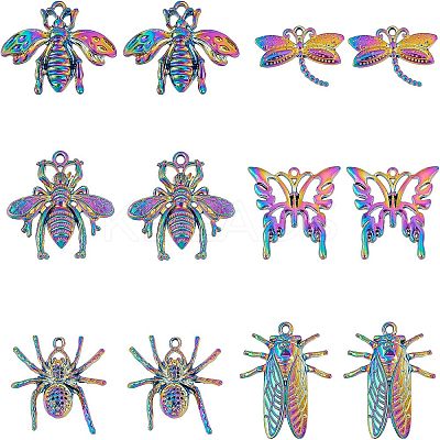 12Pcs 6 Styles Plated Alloy Pendants FIND-NB0001-39-1