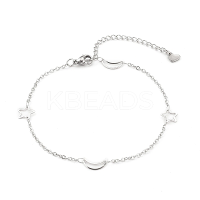 Tarnish Resistant 304 Stainless Steel Cable Chain Anklets AJEW-H104-05P-1