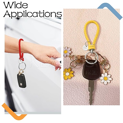 10Pcs 10 Colors PU Leather Knitting Keychains KEYC-YW0001-21-1