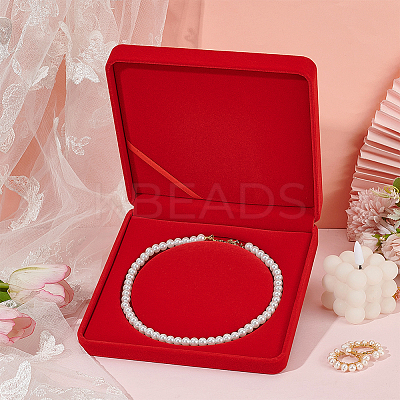Velvet Pearl Necklace Storage Gift Boxes CON-WH0086-128A-1