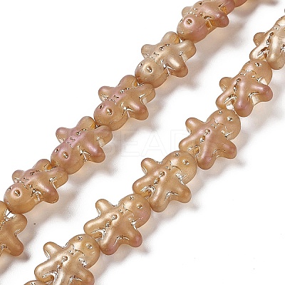 Full Rainbow Plated Forsted Electroplate Glass Beads GLAA-P005-FR02-1
