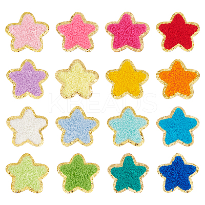 16Pcs 16 Colors Towel Embroidery Style Cloth Iron on/Sew on Patches DIY-MA0006-59-1