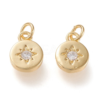 Brass Micro Pave Clear Cubic Zirconia Charms ZIRC-K086-06G-1
