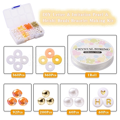 DIY Letter & Imitation Pearl & Heishi Beads Bracelet Making Kit DIY-YW0005-23B-1