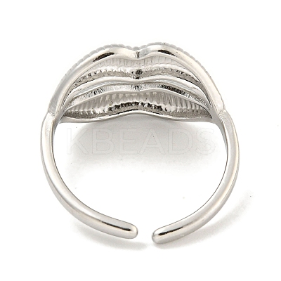 Non-Tarnish 304 Stainless Steel Lip Open Cuff Ring for Women X-RJEW-A043-20P-1