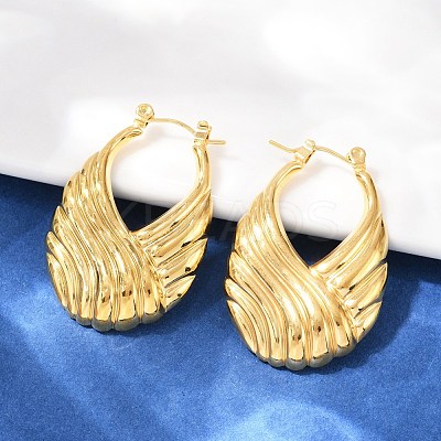 304 Stainless Steel Stripe Hoop Earrings EJEW-S265-11G-1