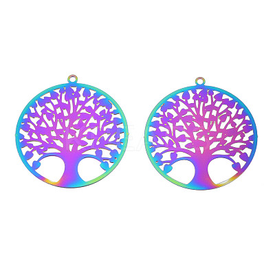 Ion Plating(IP) 201 Stainless Steel Filigree Pendants STAS-S118-085-1