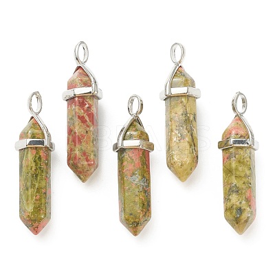 Natural Unakite Pointed Pendants G-M378-01P-A35-1
