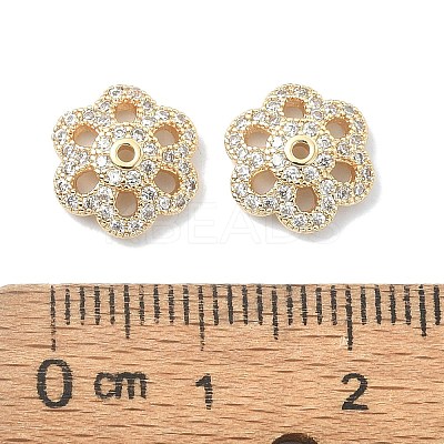 Brass Micro Pave Cubic Zirconia Bead Cap KK-A194-04G-1