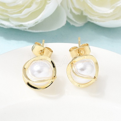 Brass Stud Earrings for Women EJEW-F421-02G-1
