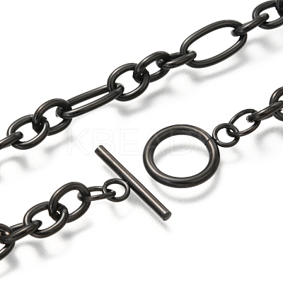 Unisex 304 Stainless Steel Figaro Chain Necklaces NJEW-H215-03EB-1