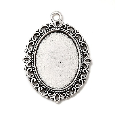 Tibetan Style Alloy Pendant Cabochon Settings TIBE-T003-09AS-NR-1