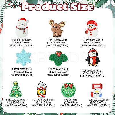 10Pcs 10 Styles Christmas Food Grade Eco-Friendly Silicone Focal Beads SIL-YW0001-30-1