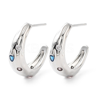 Rack Plating Brass Micro Pave Cubic Zirconia Stud Earrings for Women KK-Z038-18P-1