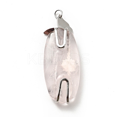 Natural Rose Quartz Pendants G-D473-09P-1