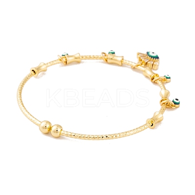 Brass Pave Clear Cubic Zirconia Charm Bangles for Women BJEW-S147-20B-G-1