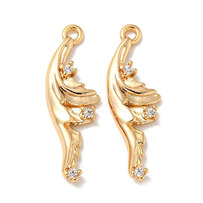 Brass Micro Pave Clear Cubic Zirconia Pendants KK-K378-18G-1