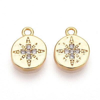 Brass Micro Pave Cubic Zirconia Charms KK-N261-77G-1