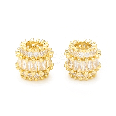 Brass Micro Pave Cubic Zirconia European Beads KK-P228-52G-1