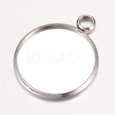 Tarnish Resistant 304 Stainless Steel Pendant Cabochon Settings STAS-G071-45P-1