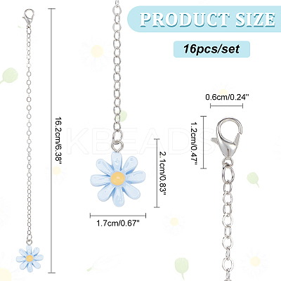 Daisy Flower Opaque Resin Cup Pendant Decorations HJEW-AB00521-1