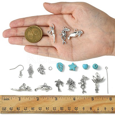 DIY Mixed Shapes Alloy & Synthetic Turquoise Dangle Earring Making Kits DIY-FS0006-33-1
