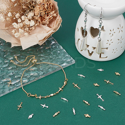 48Pcs 6 Styles Brass Connector Charms KK-BC0014-50-1