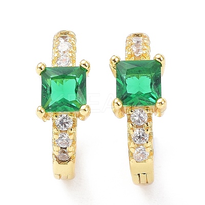 Brass Inlaid Cubic Zirconia Hoop Earrings ZIRC-P090-16G-A-1