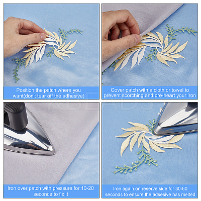 4Pcs 2 Styles Polyester Embroidery Appliques AJEW-GF0008-41-1