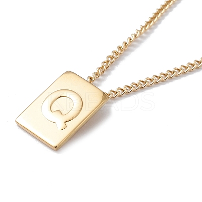 Stainless Steel Initial Letter Rectangle Pendant Necklace for Men Women NJEW-E090-01G-17-1