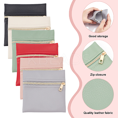 6Pcs 6 Colors Imitation Leather Jewelry Storage Zipper Bags ABAG-NB0002-15A-1