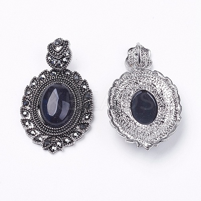 Natural Dyed & Heated Black Agate Gothic Pendants X-G-F228-18M-FF-1