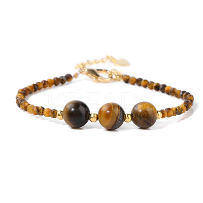 Round Natural Tiger Eye Beaded Bracelets ZS3051-6-1