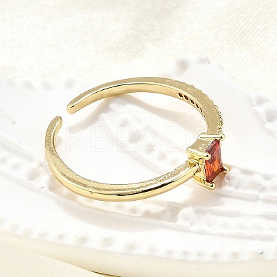 Brass Micro Pave Cubic Zirconia Cuff Rings for Women RJEW-H247-19G-02-1