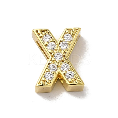 Brass Micro Pave Cubic Zirconia Beads KK-H487-25G-24-1