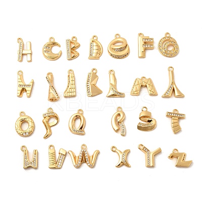 26Pcs Brass Micro Pave Clear Cubic Zirconia Charms KK-C117-12G-1