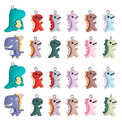 24 Pieces Dinosaur Charms Pendants Animal Shape Resin Charm Colorful Dinosaur Pendant for Jewelry Necklace Bracelet Earring Making Crafts JX318A-1