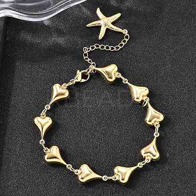 304 Stainless Steel Link Bracelets for Women BJEW-P354-01B-G-1