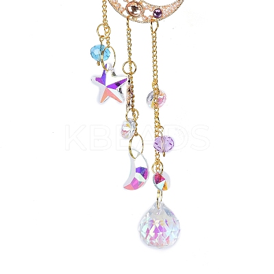 Glass Teardrop Moon Window Hanging Suncatchers HJEW-B006-02B-1