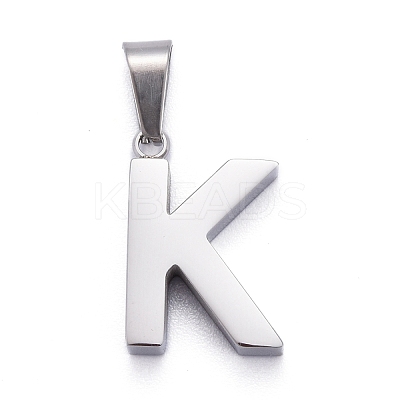 Non-Tarnish 304 Stainless Steel Letter Pendants X-STAS-H127-K-P-1