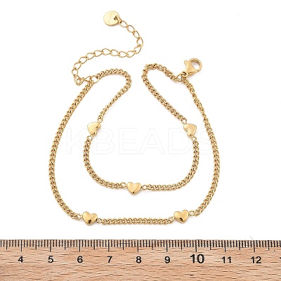 304 Stainless Steel Double-Layer Curb Chains Bracelets for Women BJEW-C089-13G-1
