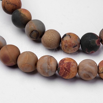 Natural Polychrome Jasper/Picasso Stone/Picasso Jasper Beads Strands G-D809-03-6mm-1