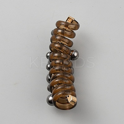 TPU & Zinc Alloy Rose Flower Braided Phone Cord Hair Ties OHAR-WH0014-09B-1