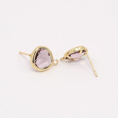 Real 18K Gold Plated Tone Brass Glass Stud Earring Findings LS-GLAA-J023-03G-1
