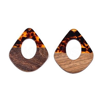 Transparent Resin and Walnut Wood Pendants RESI-T057-07D-1